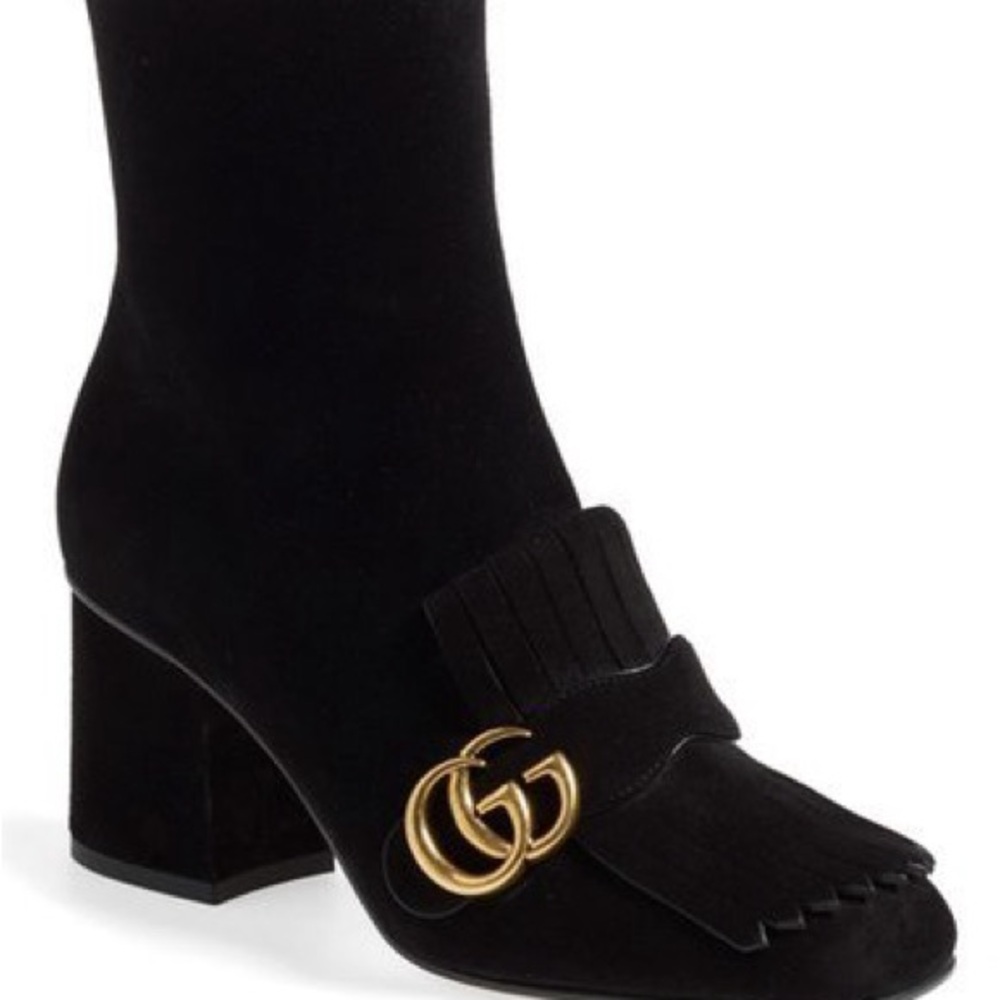 Gucci Women's Kid Scamosciato Black Suede Ankle Boots